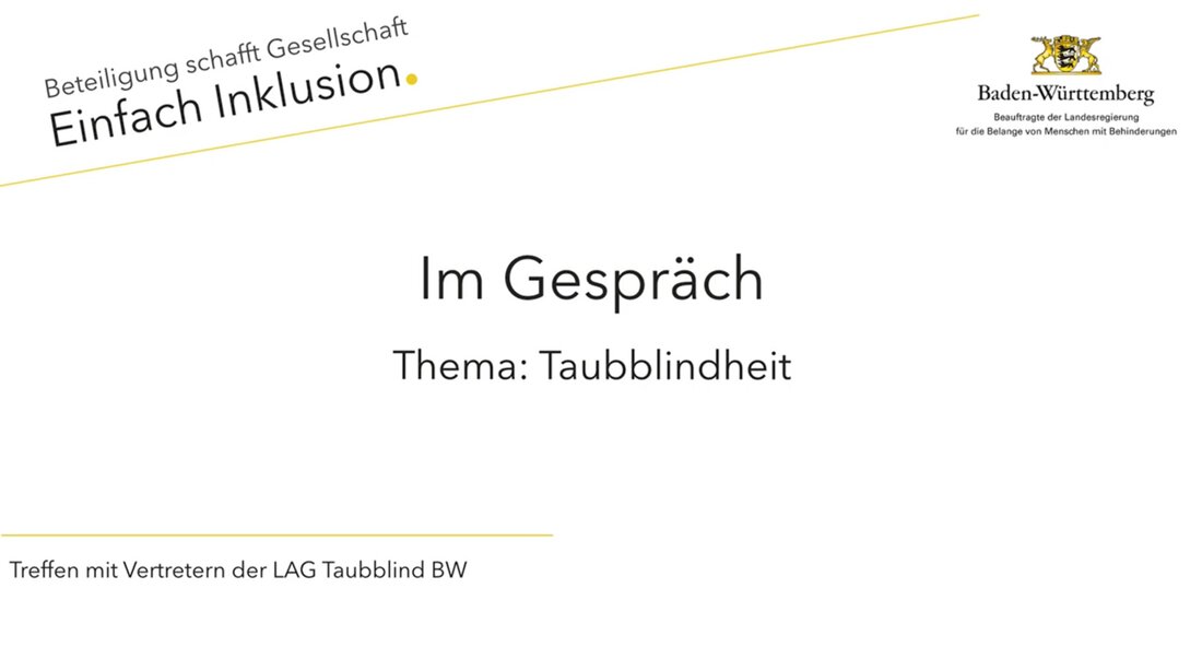 Die Landes-Behindertenbeauftragte Simone Fischer hat sich kürzlich mit Mitgliedern der Landesarbeitsgemeinschaft taubblind Baden-Württemberg über die Barrieren im Alltag taubblinder und hörsehbehinderter Menschen ausgetauscht. Dabei wurden erhebliche Hindernisse in der Kommunikation, im Zugang zu Informationen und in der Mobilität aufgezeigt. Diese Barrieren führen dazu, dass die Rechts- und Teilhaberechte dieser Menschen häufig nicht erfüllt werden und das Zusammenleben in der Gesellschaft erschwert wird. Die Betroffenen fordern daher dringende Verbesserungen, wie barrierefreie Beratungsangebote für taubblinde und hörsehbehinderte Menschen sowie die Anerkennung des Merkzeichens TBl in der Versorgungsmedizinischen Verordnung. Es wird betont, wie wichtig niedrigschwellige Beratungsangebote sind, um den Zugang zu wichtigen Informationen …