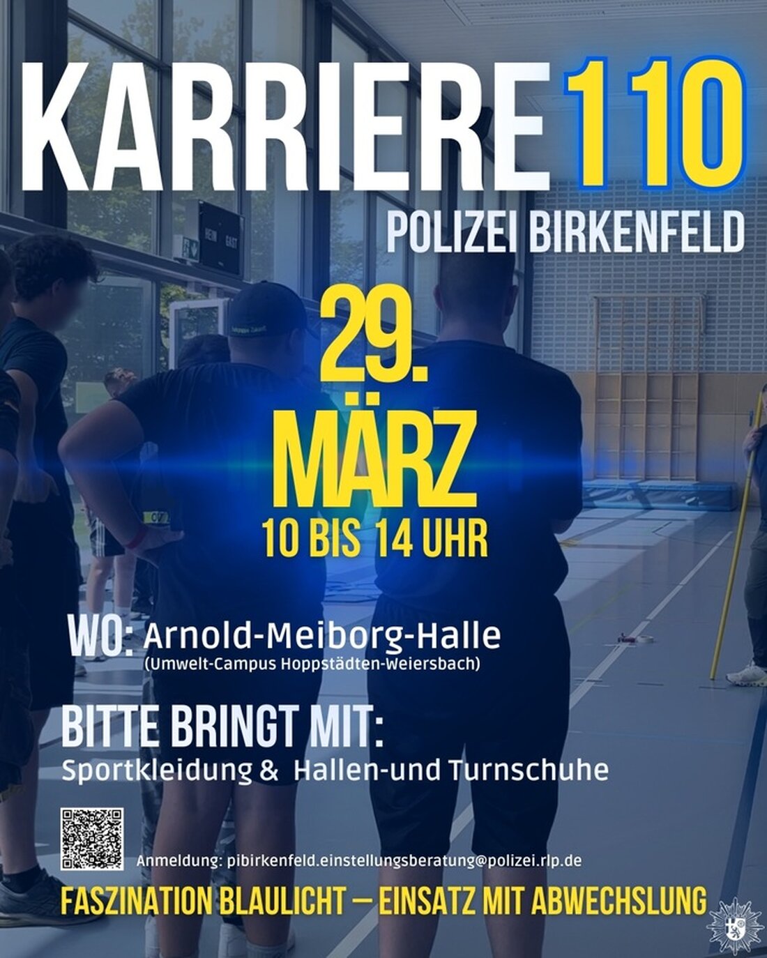 Die Polizeiinspektion Birkenfeld bietet am 29. März einen Sporttest zur Vorbereitung auf das Auswahlverfahren an. Anmeldung bis 26.03.2025.