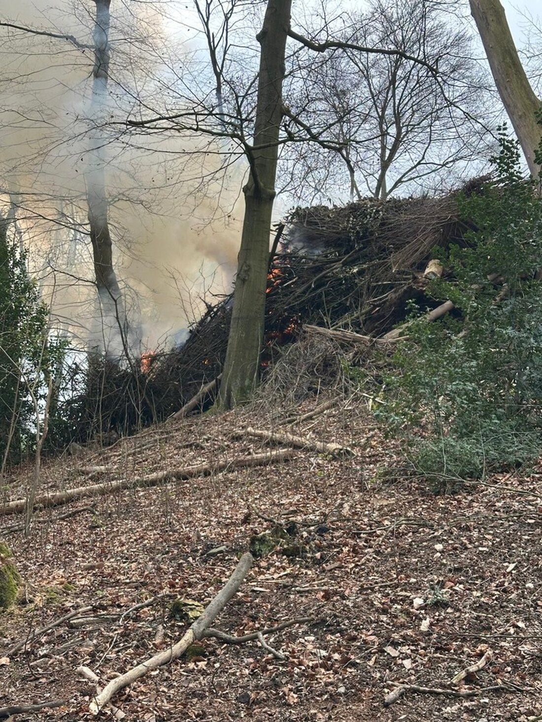 Feuerwehr Velbert rückte am 26.03.2025 zu einem Flächenbrand an der Losenburger Straße aus. Keine Verletzten, Einsatzkräfte vor Ort.