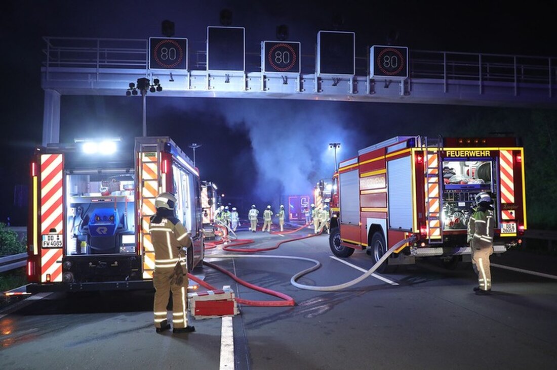 Feuerwehr Dresden bewältigt zwei parallele Brandeinsätze: Lkw-Brand auf der BAB 17 und Wohnungsbrand in einem Mehrfamilienhaus.