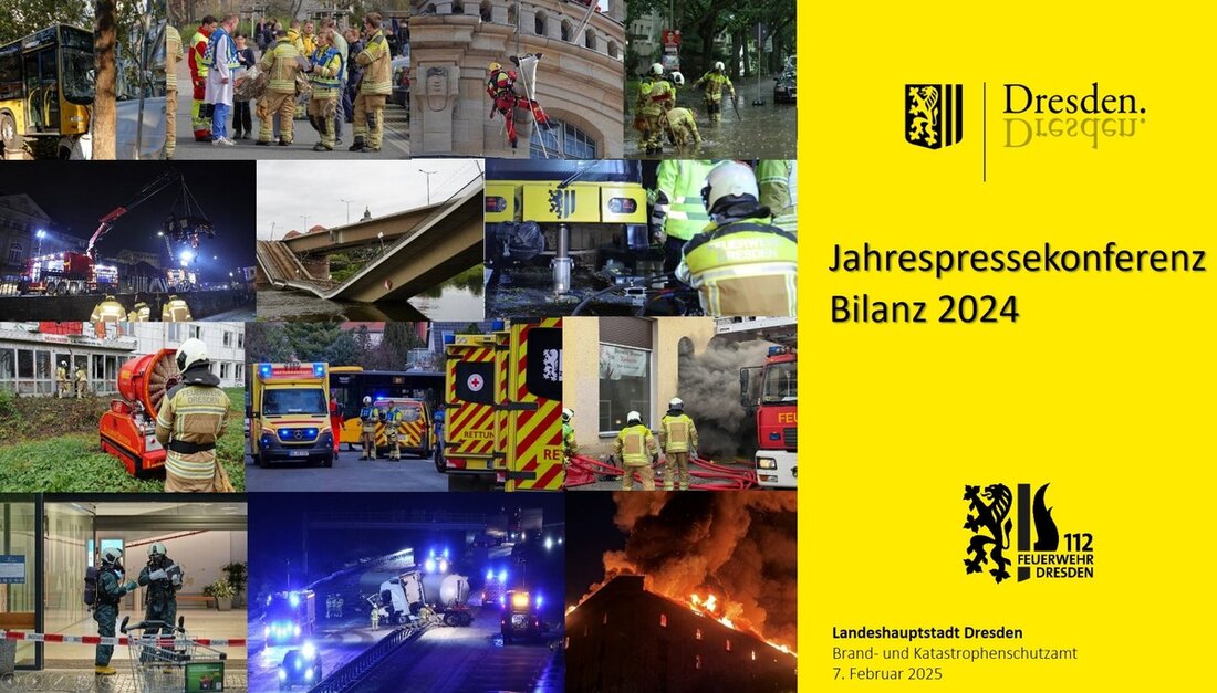 2024 rückte die Feuerwehr und der Rettungsdienst Dresden zu 179.681 Einsätzen aus, mit einem Anstieg der Rettungseinsätze um 2,9 %.