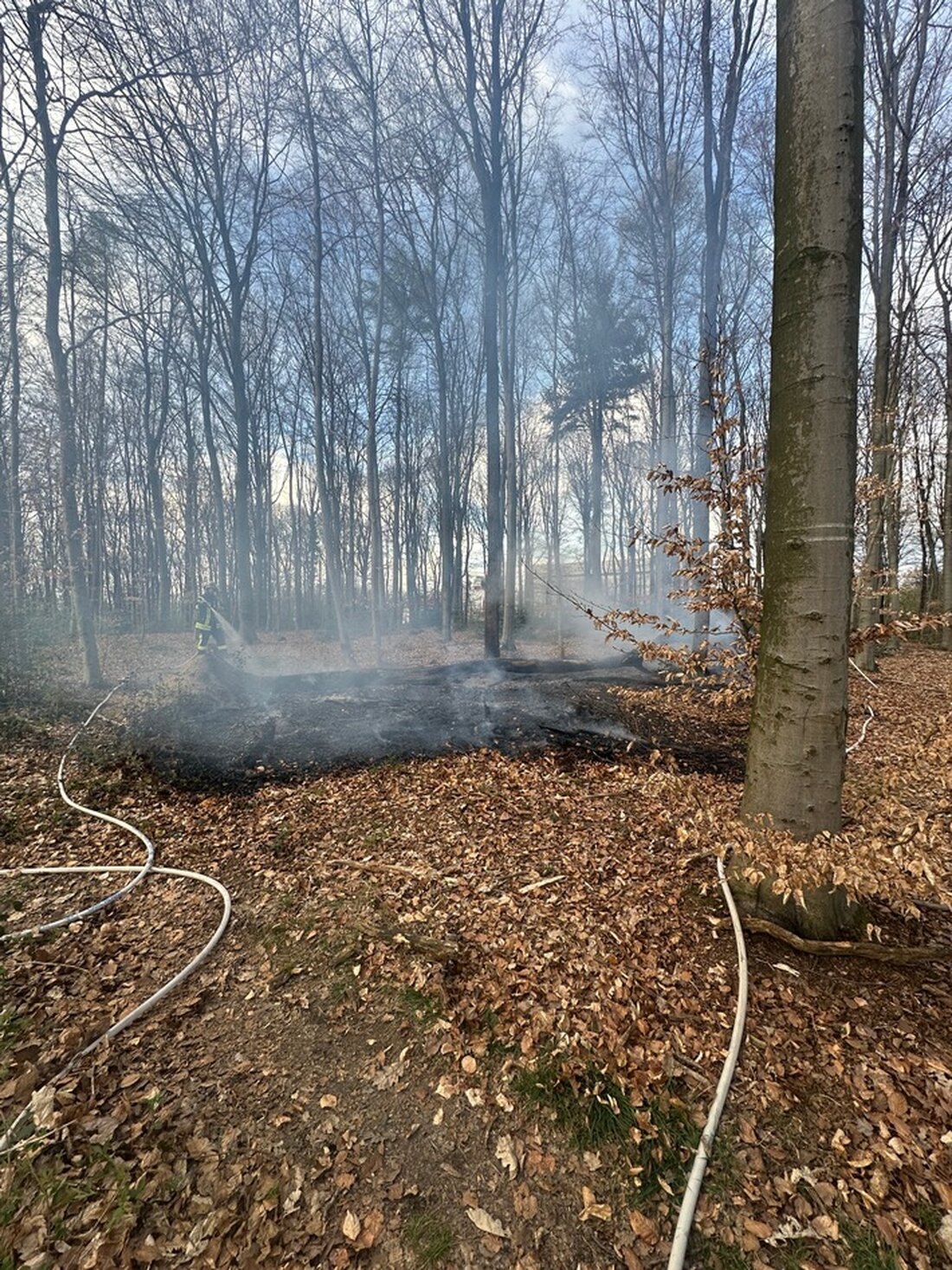 Feuerwehr Remscheid war am Samstag bei einem Verkehrsunfall und einem Waldbrand im Grenzwall im Einsatz. Brand schnell gelöscht.
