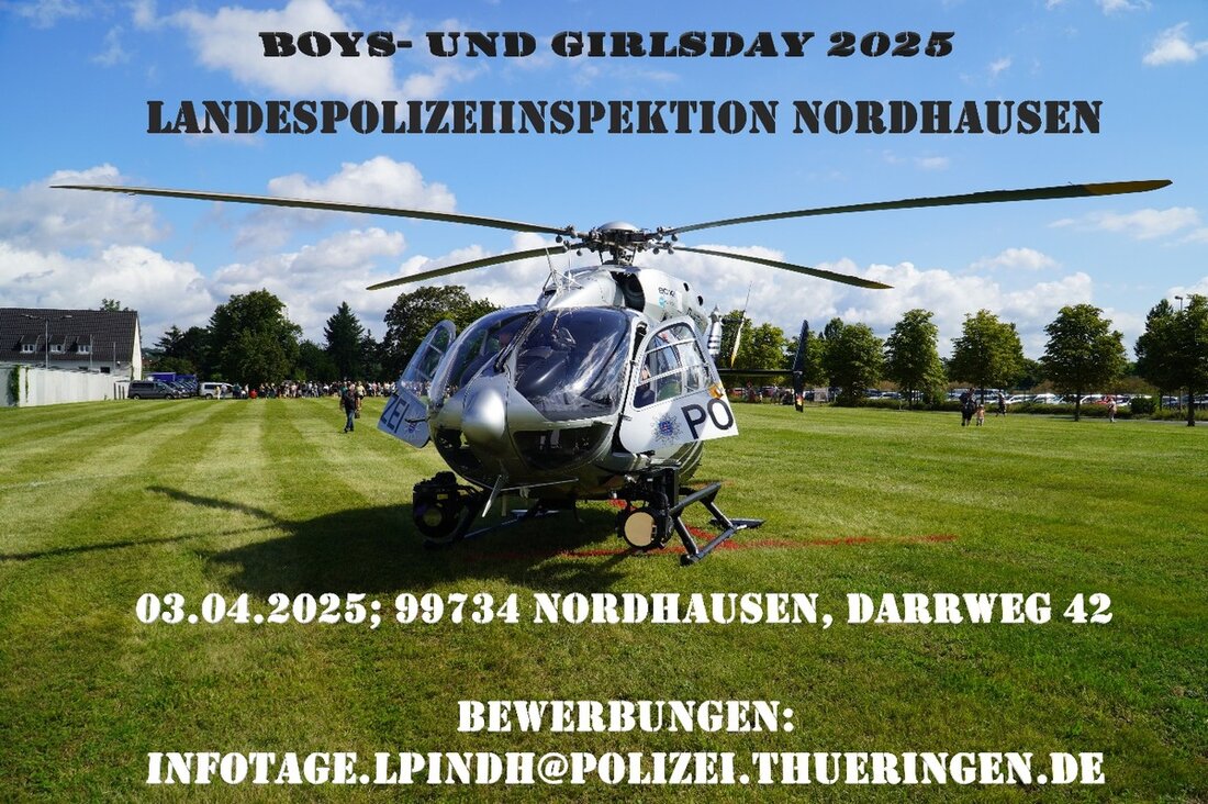 Am 03.04.2025 lädt die Landespolizeiinspektion Nordhausen zum Boys- & Girlsday ein. Erfahren Sie mehr über den Polizeiberuf!