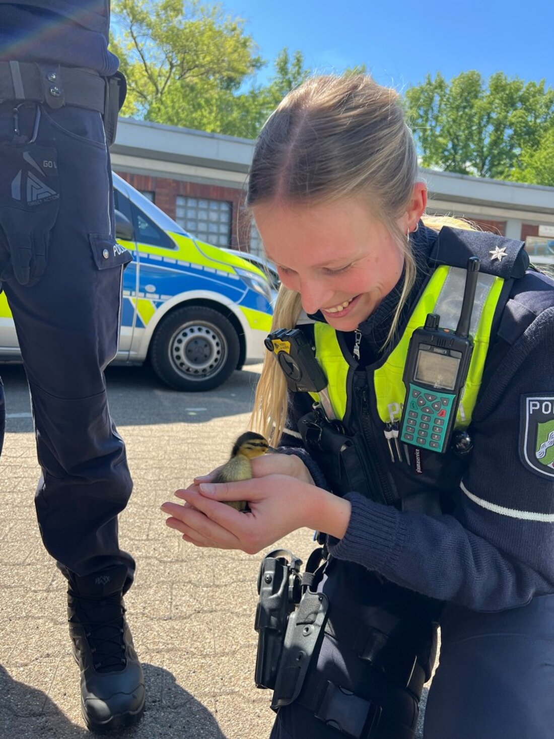 Polizei Dortmund rettet Entenküken auf der A 40 bei Bochum. Tiere finden neue Heimat in einer Wildvogelstation.
