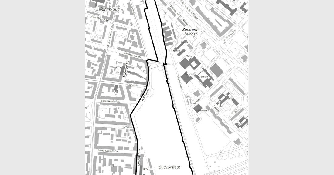 Öffentliche Auslegung des Bebauungsplans Nr. 397.1 &#8222;Stadtraum Bayerischer Bahnhof &#8211; Stadtquartier Lößniger Straße&#8220; Im Gebiet südlich des S-Bahn-Haltepunkts &#8222;Leipzig Bayerischer Bahnhof&#8220; bis zur Kurt-Eisner-Straße ist die Entwicklung eines kompakten Stadtquartiers mit Wohn- und Gewerbenutzungen, einer KiTa und einem Stadtteilpark geplant. Um diese Entwicklung zu ermöglichen, wird der Bebauungsplan Nr. 397.1 aufgestellt. Im Rahmen des Bauleitplanverfahrens können Bürgerinnen und Bürger bis zum 30. November 2023 ihre Stellungnahme zum Planentwurf abgeben. Geltungsbereich Der Bebauungsplan Nr. 397.1 &#8222;Stadtraum Bayerischer Bahnhof &#8211; Stadtquartier Lößniger Straße&#8220; betrifft das Gebiet südlich des Bayerischen Bahnhofs in den Leipziger Ortsteilen Zentrum-Süd, Zentrum-Südost und Südvorstadt. Die Grenzen des Planungsgebietes &hellip;