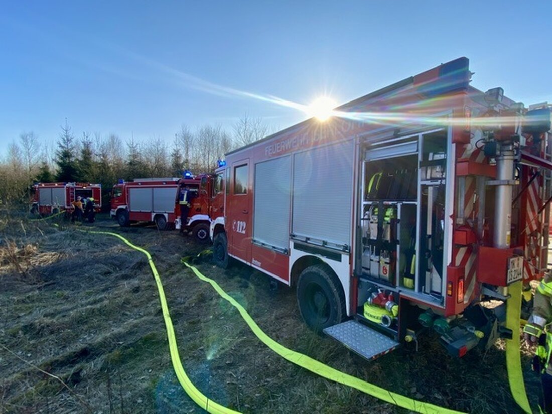 Waldbrand bei Altena-Evingsen: Rund 100 Feuerwehrkräfte löschen ein Feuer auf 5000 m². Einsatz unter Kontrolle nach 60 Minuten.