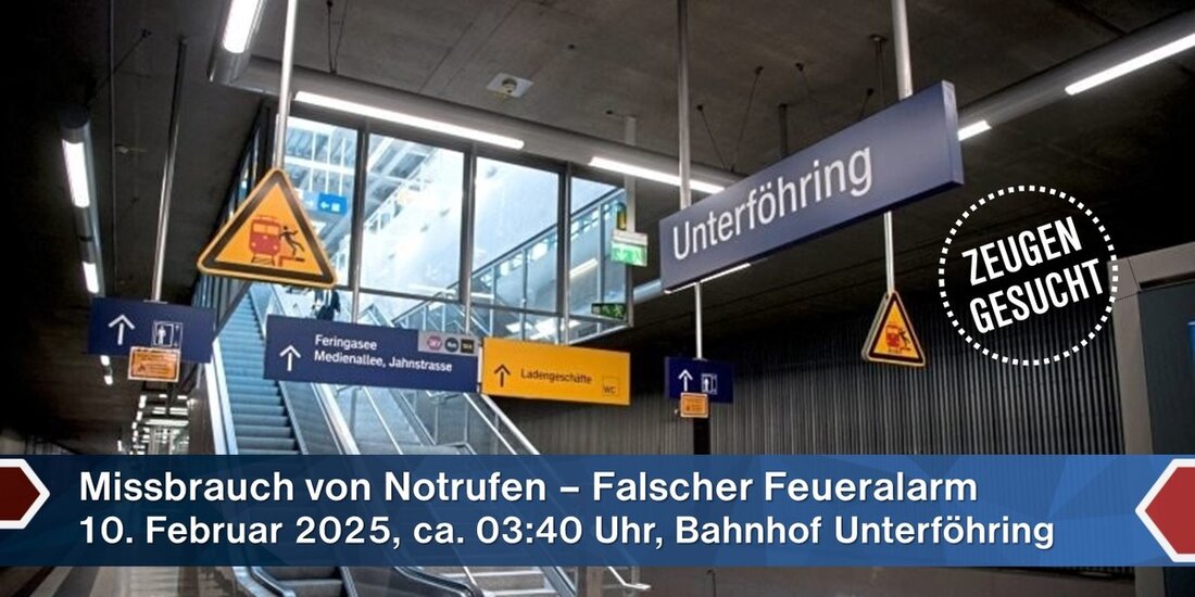 Feueralarm am Bahnhof Unterföhring: Bundespolizei sucht Zeugen nach mutwilligem Alarm und Sachbeschädigung. Hinweise erbeten.