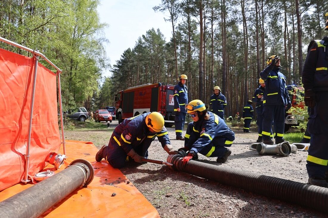 THW und polnische Feuerwehr trainieren in Rzepin gemeinsam für effektive Waldbrandbekämpfung mit modernen Techniken und Ausrüstung.