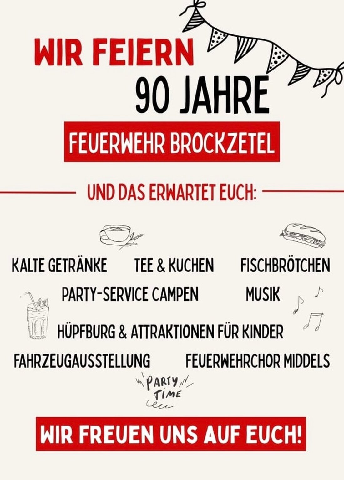 Die Feuerwehr Brockzetel feiert am Himmelfahrtstag ihr 90-jähriges Bestehen. Alle Interessierten sind ab 10 Uhr eingeladen!