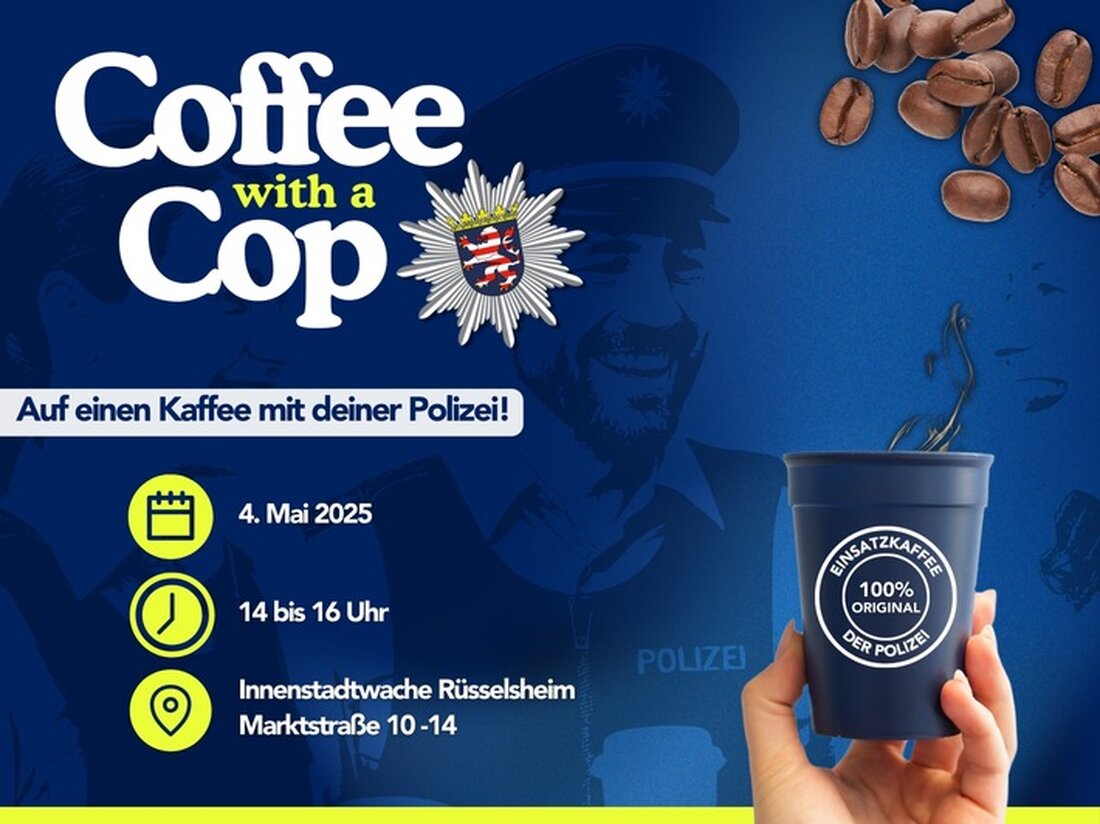 Polizei und Stadt Rüsselsheim laden am 4. Mai zum "Coffee with a Cop" ein. Offener Dialog über Sicherheit bei MAIN-Sonntag.