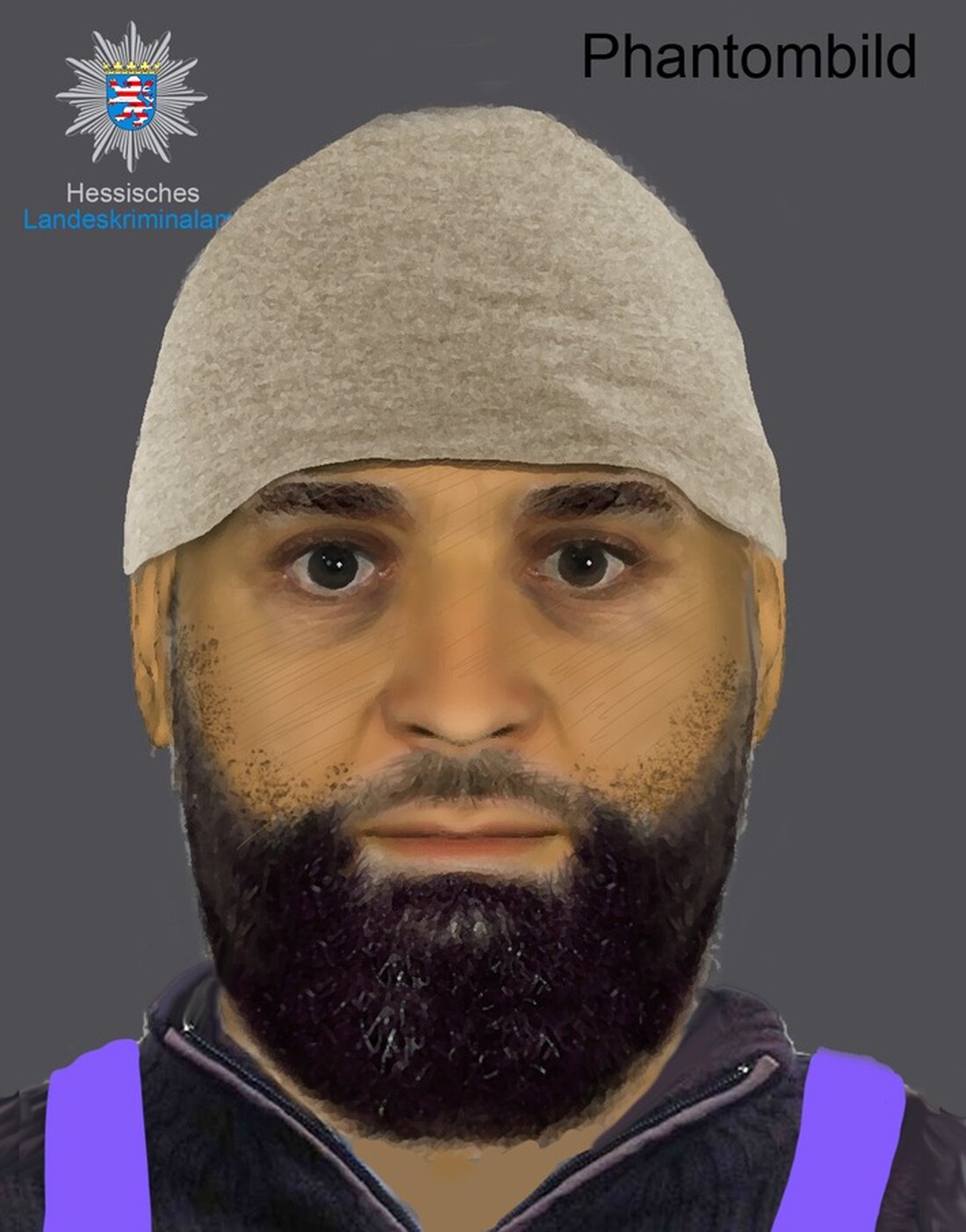 Nach einem Messerangriff auf einen Passanten in Offenbach sucht die Kripo mit einem Phantombild nach dem unbekannten Täter. Hinweise erbeten.