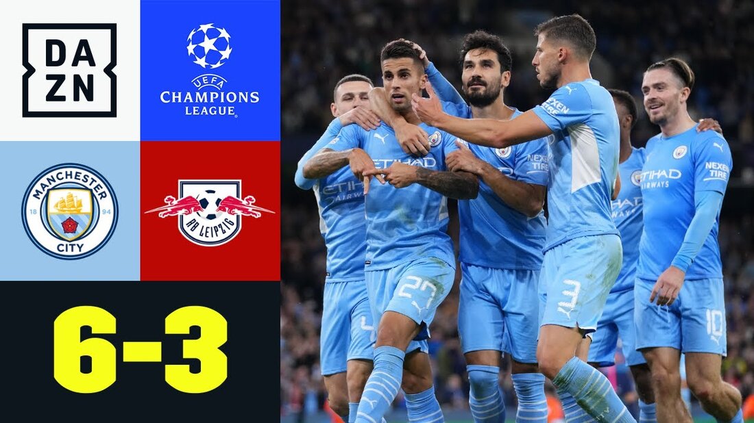 Kampfstarke Leipziger verlieren am Ende klar und werden in Manchester an ihre Grenzen geführt. Tore für Manchester City: Ake (16. Minute), Mukiele Eigentor (28. Minute), Mahrez (45+2), Grealish (56. Minute), Cancelo (75. Minute) und Jesus (85. Minute). Nkunku kann auf Leipziger Seite mit einem Dreierpack (42. Minute, 51. Minute & 73. Minute) auffallen. Angelinho muss in der 79. Minute mit einer Gelben Karte vom Feld. ►Kostenlosen Monat sichern: http://bit.ly/DAZNerleben ►Alle Infos zur UEFA Champions League: https://bit.ly/2GD8lqf ►Das DAZN-Programm: http://bit.ly/2uFkulD ►DAZN auch auf Facebook: https://bit.ly/2lUGipo +++ Die besten Fußball-Highlights aus allen Wettbewerben auf YouTube +++ ►DAZN UEFA Champions League auf YouTube …