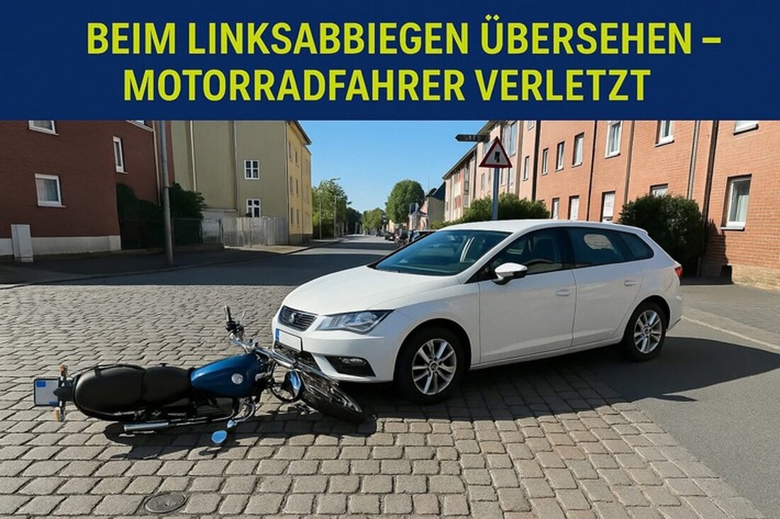 Ein Motorradfahrer wurde verletzt, als ein Autofahrer ihn beim Linksabbiegen in Duisburg übersehen hat. Die Polizei ermittelt.