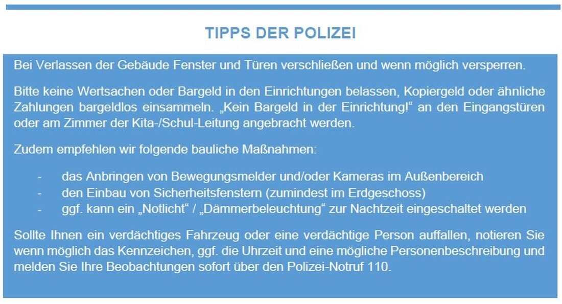 Das Polizeipräsidium Schwaben Nord informiert Schulen und Kindergärten über steigende Einbruchszahlen und gibt Präventionstipps.