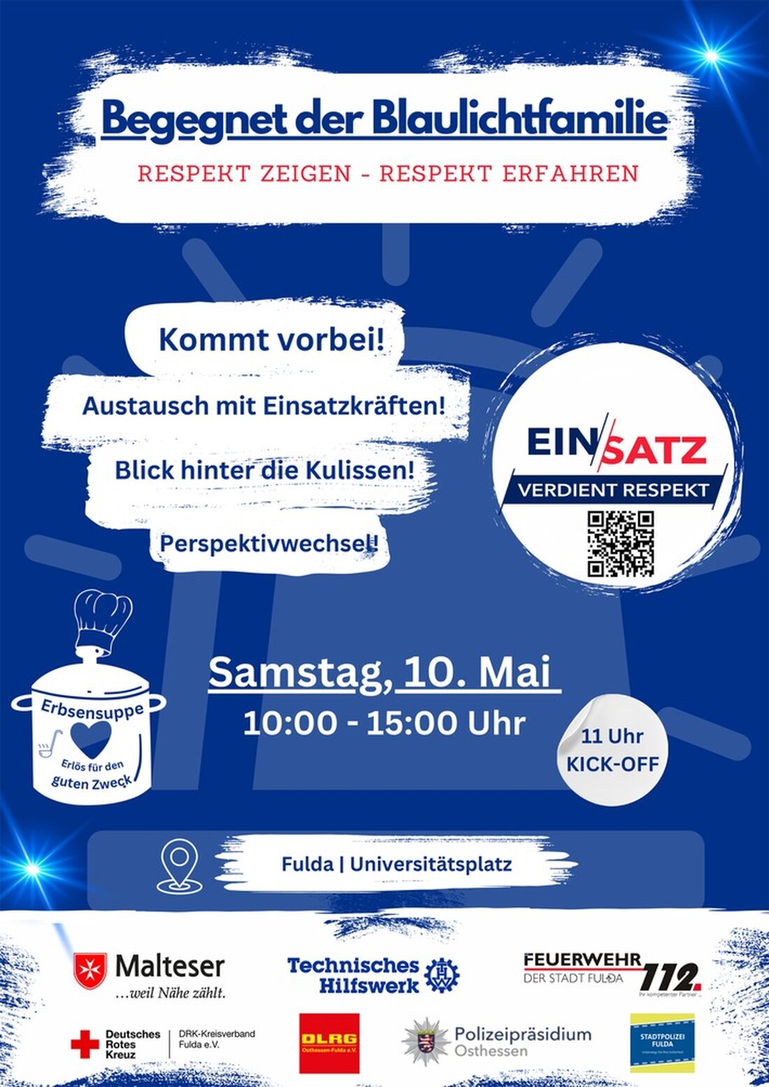 Polizeipräsidium Osthessen lädt am 10. Mai zu einer Veranstaltung in Fulda ein, um Respekt für Einsatzkräfte zu fördern. Anmeldung erforderlich.