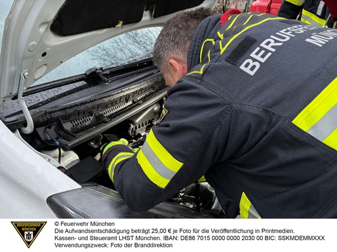 Feuerwehr München rettet Kater Halona aus Motorraum in Obersendling. Nach nächtlichem Abenteuer ist der Stubentiger wohlauf.