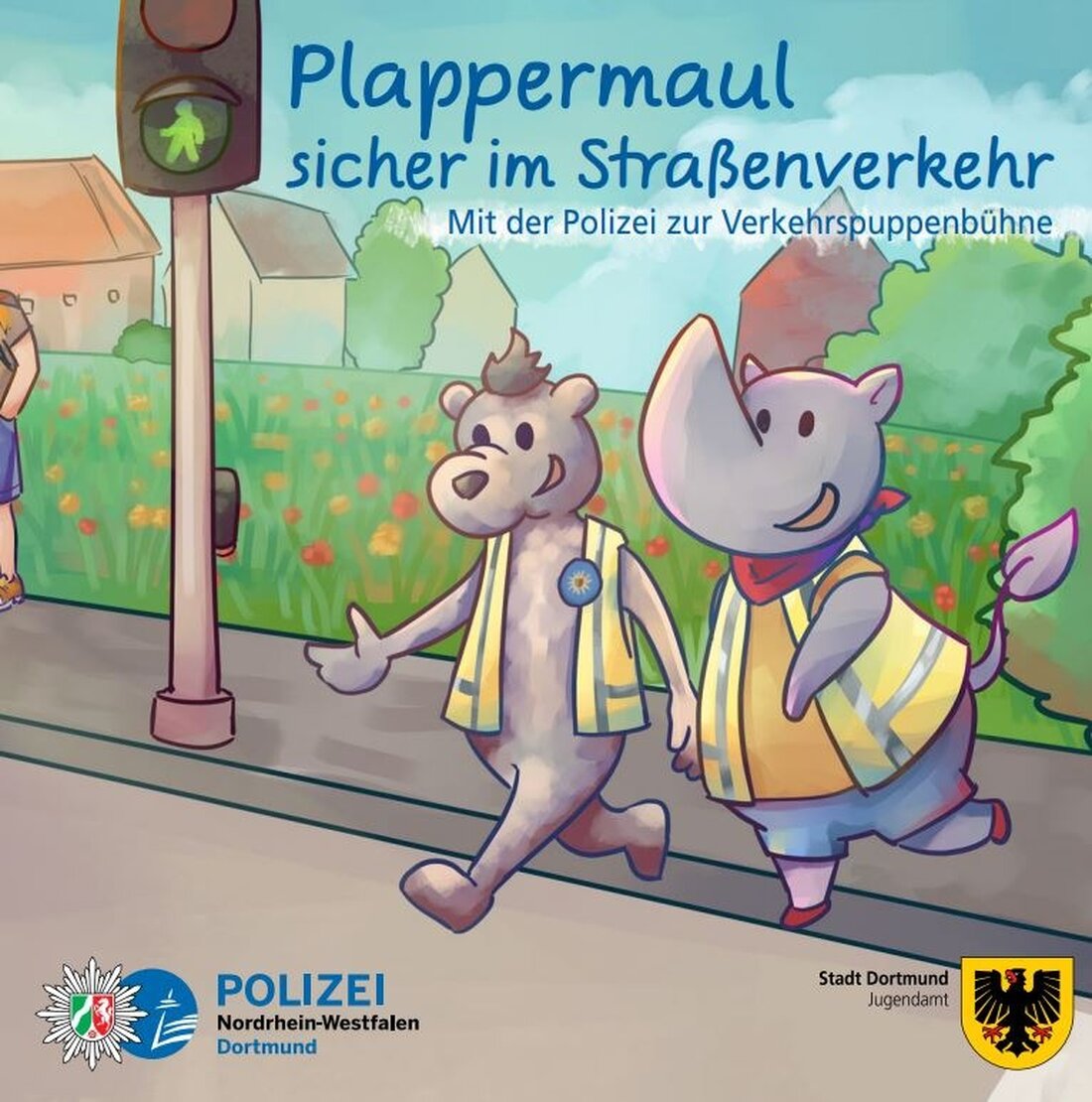 Das Plappermaul, ein sprechendes Nashorn, lehrt Vorschulkinder in Dortmund spielerisch Verkehrssicherheit. Einladung zur Premiere.