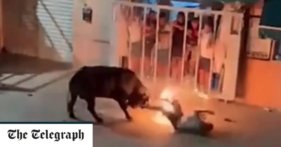 Ein junger Spanier wurde im Rahmen eines lokalen Festes von einem Stier mit in Brand gesteckten Hörnern aufgespießt. Adrian Martínez Fernández, 24, wurde am Sonntag in der Stadt Vallada in Valencia von dem Halbtonnentier erschlagen. Aufnahmen des Vorfalls zeigten, wie der Stier, dessen Hörner im Rahmen einer Tradition für das jährliche Stierlauffest angezündet wurden, Herrn Martínez aufspießte, während verängstigte Zuschauer nur einen Fuß entfernt hinter Schutzgeländern zusahen. Er wurde ins Krankenhaus gebracht, wo Ärzte entdeckten, dass das Tier seine Milz gerissen hatte und Mediziner nichts tun konnten, um sein Leben zu retten. Die Behörden in Vallada setzten das Stierkampffest, das &hellip;