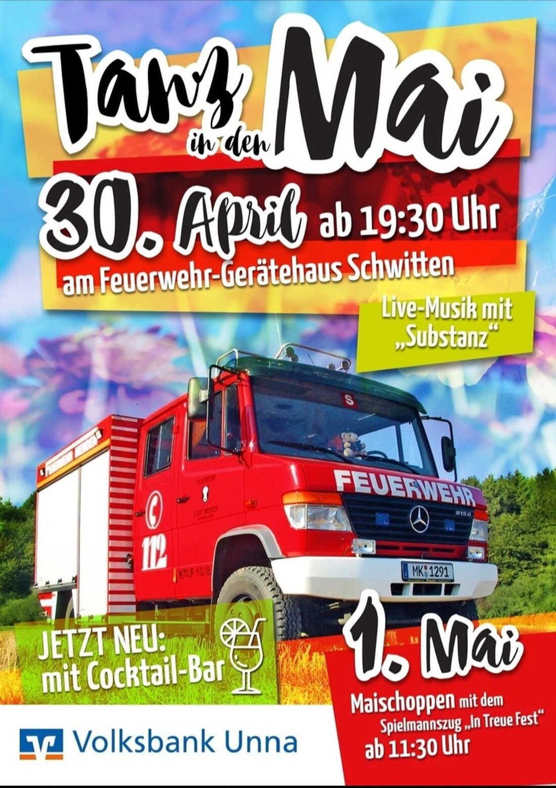 Die Löschgruppe Schwitten der Feuerwehr Menden lädt am 30. April 2025 zum Tanz in den Mai und am 1. Mai zum Tag der offenen Tür ein.