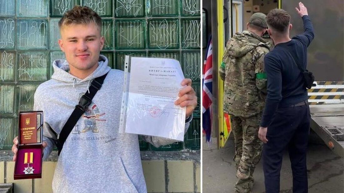 Ein Mann, der Hilfsgüter in die Ukraine geliefert hat, wurde mit der höchsten zivilen Auszeichnung ausgezeichnet, die ein Freiwilliger vom ukrainischen Militär erhalten kann. Fynn Watt, 22, aus Deddington, Oxfordshire, liefert seit März 2022 gespendete Fahrzeuge aus. Er transportiert medizinische Hilfsgüter und Lebensmittel zu Flüchtlingslagern und eröffnete im Juli eine ehrenamtliche Fahrzeugwerkstatt in Lemberg. Herr Watt sagte, er teile die Auszeichnung mit allen, die das Projekt „Driving Ukraine“ unterstützt haben. Das ukrainische Verteidigungsministerium verleiht die Medaille an ausländische und ukrainische Zivilisten und überwiegend an Freiwillige. In der vom ehemaligen Verteidigungsminister Oleksii Rezniko unterzeichneten Auszeichnungsurkunde heißt es, dass Herr Watt „mit …