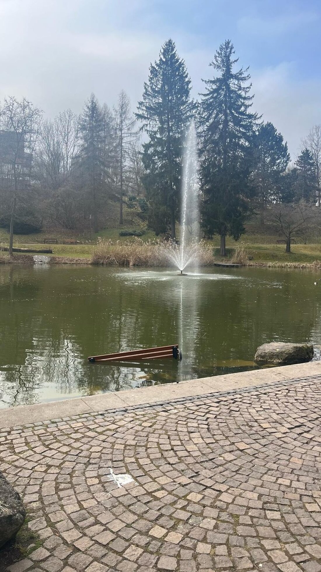 Ein Bürger entdeckte am 14.03.2025 zwei versenkte Sitzbänke im Teich des Heinrich-Heine-Parks. Sachbeschädigung angezeigt.