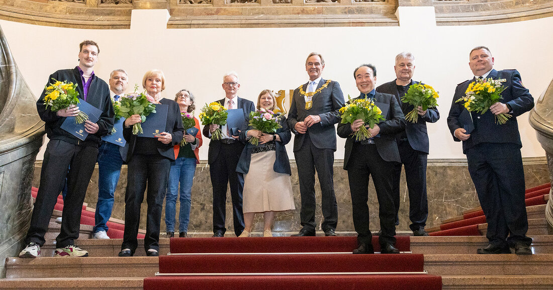 Am 5. Mai 2025 ehrte Oberbürgermeister Burkhard Jung neun Leipziger Ehrenamtliche für ihr herausragendes Engagement in der Stadt.
