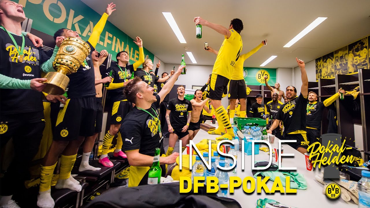 Drinnen DFB-Pokal: Wilder Jubel aus der Kabine | Leipzig - BVB 1:4