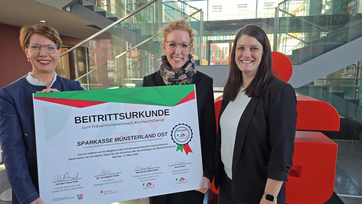 Sparkasse Münsterland Ost tritt Präventionsnetzwerk #sicherimDienst bei